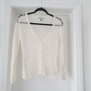 CAbi white knit womens cardigan size S